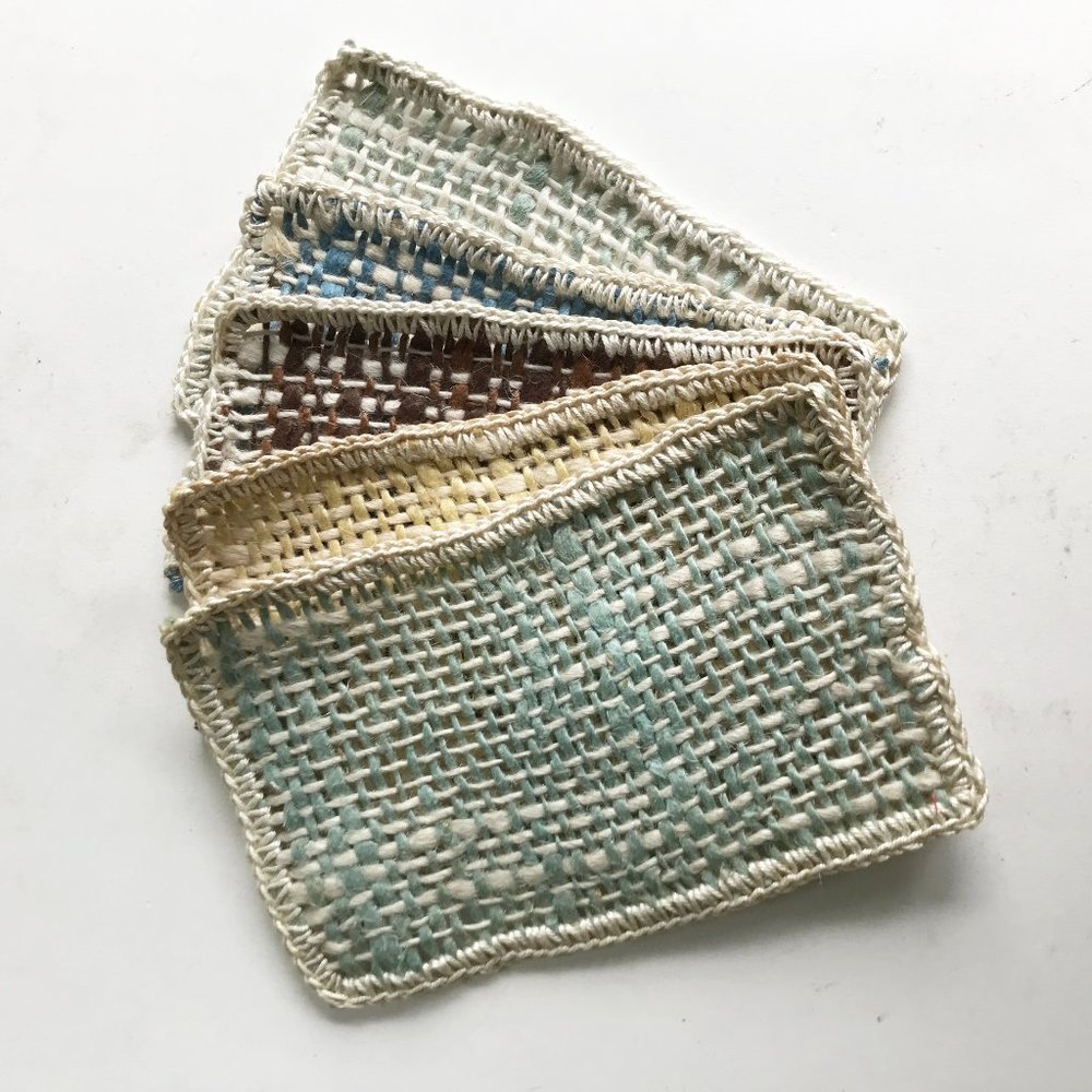 Hand Woven Rectangular Dishcloths Washcloths Mats Set of 5